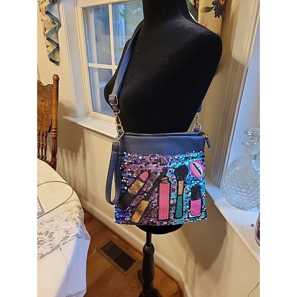 Festive Sequinned Cross Body Makeup‎ Bag Purse Clutch